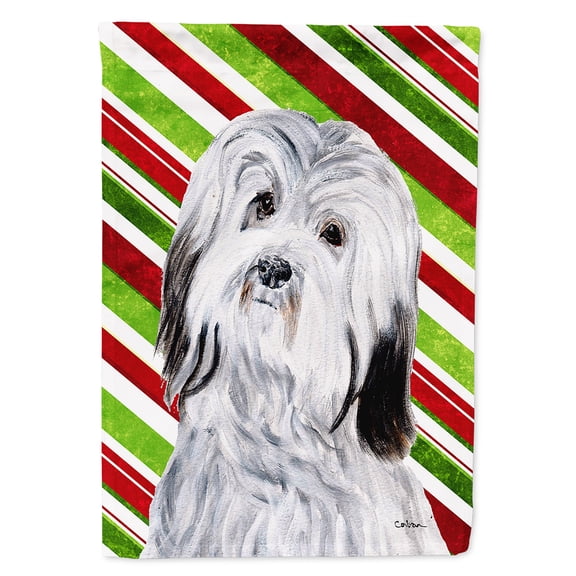 Havanese Candy Cane Christmas Flag Canvas House Size