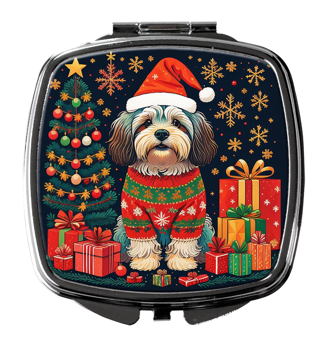 Havanese Christmas Compact Mirror 2.75 in x 3 in