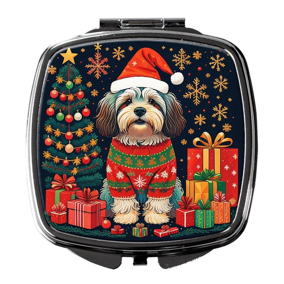 Havanese Christmas Compact Mirror 2.75 in x 3 in