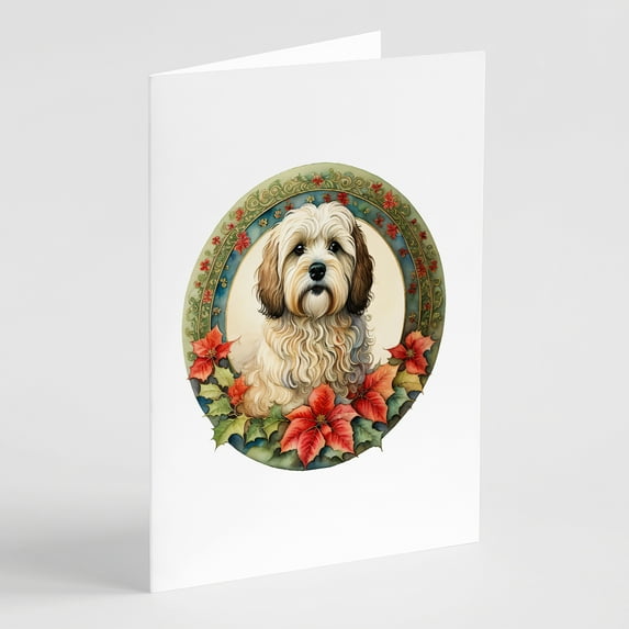 Havanese Christmas Flowers Greeting Cards Pack of 8 7 in x 5 in
