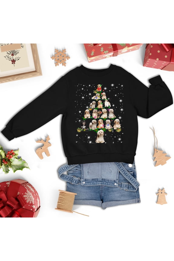 Havanese Christmas Tree Sweatshirt, Funny Dog Lover Gift, Havanese Christmas Lights Shirts, Christmas Shirts for Women Men
