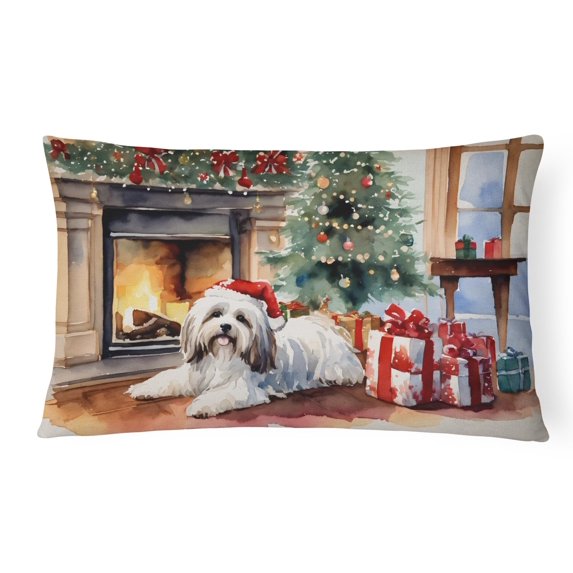 Havanese Cozy Christmas Throw Pillow 12 in x 16 in