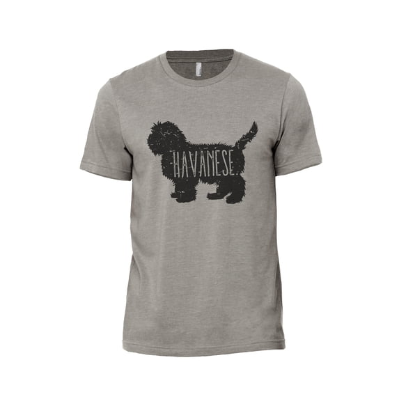 Havanese Dog Silhouette Men's Modern Fit Fun Casual T-Shirt Printed Graphic Tee Military Grey Large