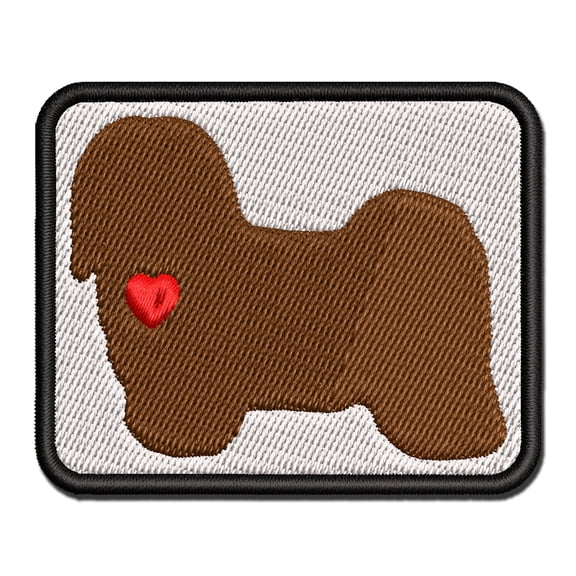 Havanese Dog with Heart Applique Multi-Color Embroidered Iron-On Patch - 2.5 Inch Small
