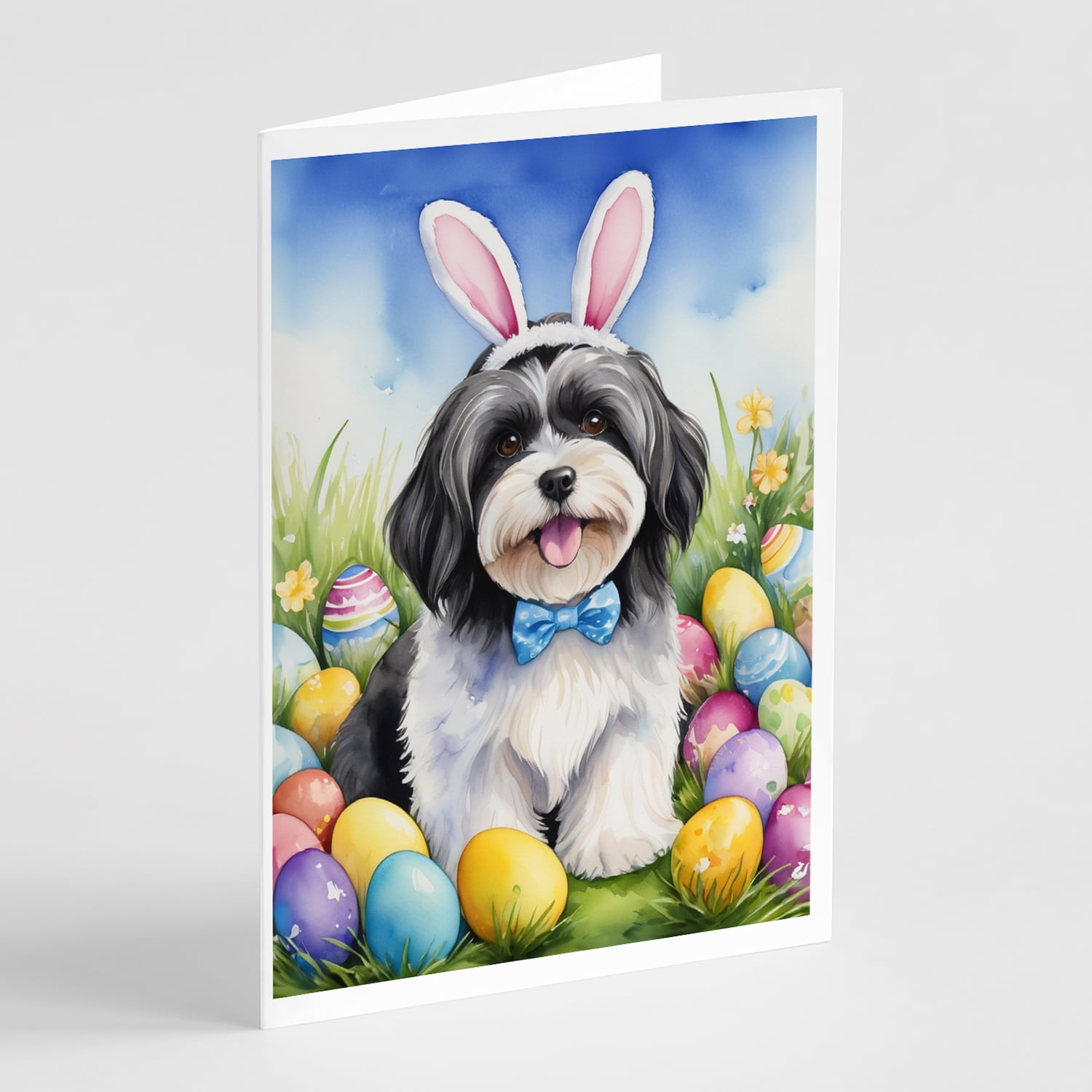 Havanese Easter Egg Hunt Greeting Cards Pack of 8 7 in x 5 in