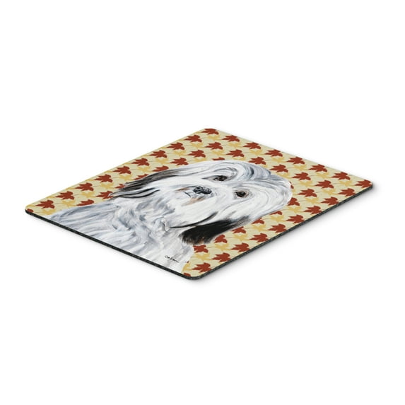 "Havanese Fall Leaves Mouse Pad Hot Pad or Trivet"