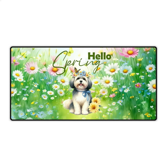 Havanese Hello Spring Time Flower Floral Nature Desk Mat Full Keyboard Mouse Pad Havanese Dog Lover Gifts Idea Large Mousepad - 02031