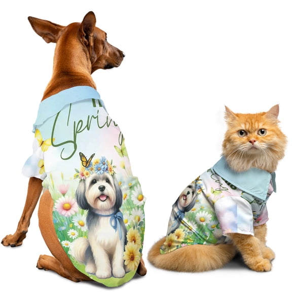 Havanese Hello Spring Time Flower Floral Nature Hawaiian Summer Shirt for Small Medium Large Dog Cat Havanese Dog Lover Gifts Idea - 02031