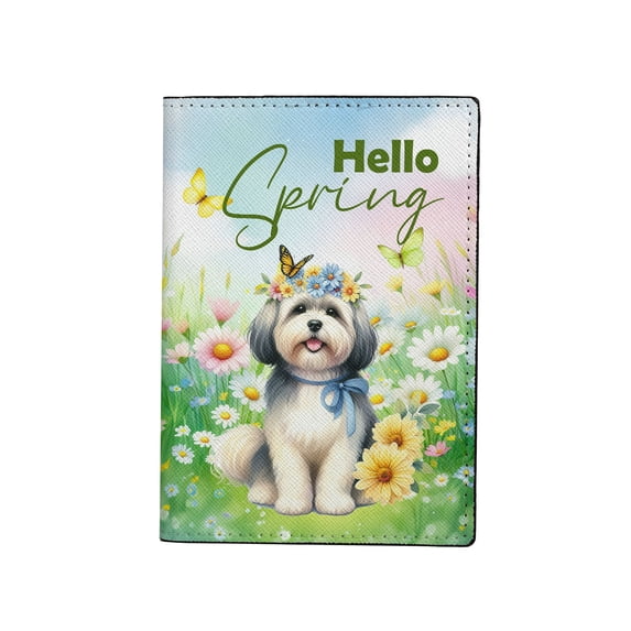 Havanese Hello Spring Time Flower Floral Nature Travel Passport Wallet Havanese Dog Lover Gifts Idea PU Leather Passport Holder Cover - 02031