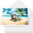 thumbnail image 1 of Havanese Hello Summer Beach Theme with Sunglasses and Tropical Cocktail 7x5in Folded Greeting Card Havanese Dog Lover Gifts Idea Single Note Card with Envelope - 00009, 1 of 5
