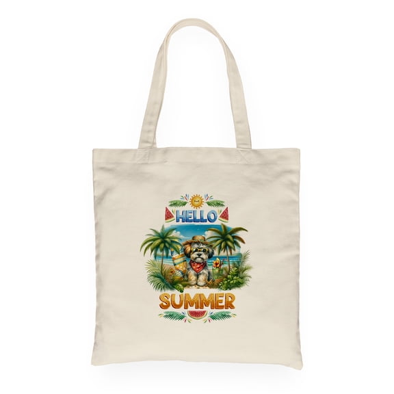 Havanese Hello Summer with Sunglasses and Surfboard Tropical Vibes Canvas Tote Bag Havanese Dog Lover Gifts Idea Reusable Shopping Grocery Bag - 00007