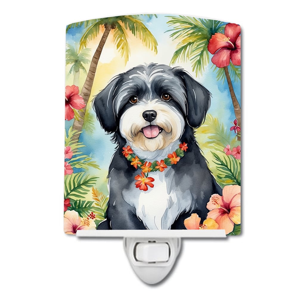 Havanese Luau Ceramic Night Light 4 in x 6 in