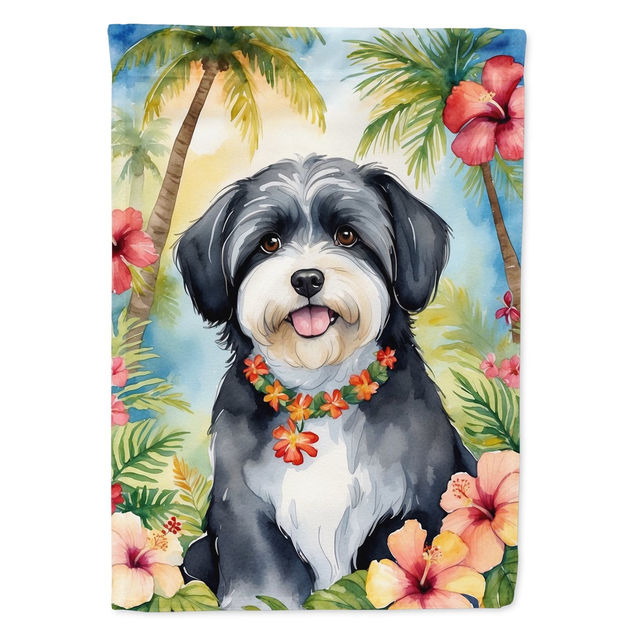 Havanese Luau Garden Flag 11.25 in x 15.5 in