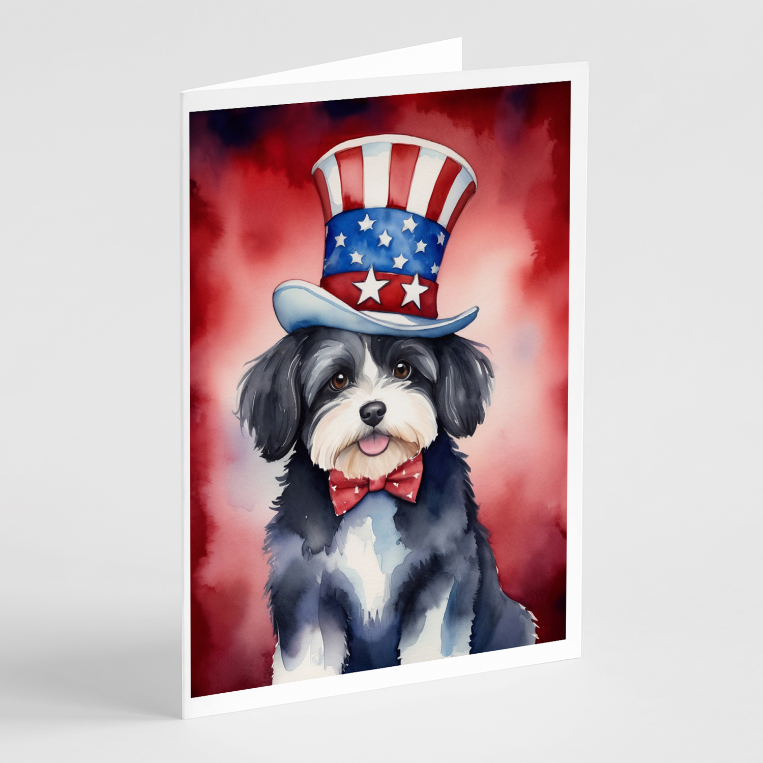 Havanese Patriotic American Greeting Cards Pack of 8 7 in x 5 in