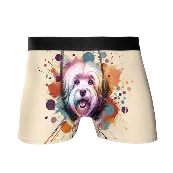 Havanese Portrait Watercolor Vintage Retro Styles All Over Print Boxer Briefs Underwear for Men Dad Havanese Dog Lover Gifts Idea - 00001