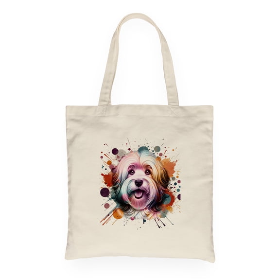 Havanese Portrait Watercolor Vintage Retro Styles Canvas Tote Bag Havanese Dog Lover Gifts Idea Reusable Shopping Grocery Bag - 00001