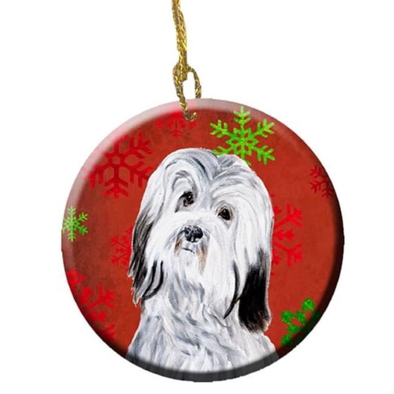 Havanese Red Snowflakes Holiday Ceramic Ornament