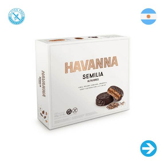 Havanna - Alfajores Mixed 6 Seeds with 70% Dark Chocolate with Dulce de Leche - Sin Tacc - Gluten Free - Package 9 Units - 495gr - 17.46oz