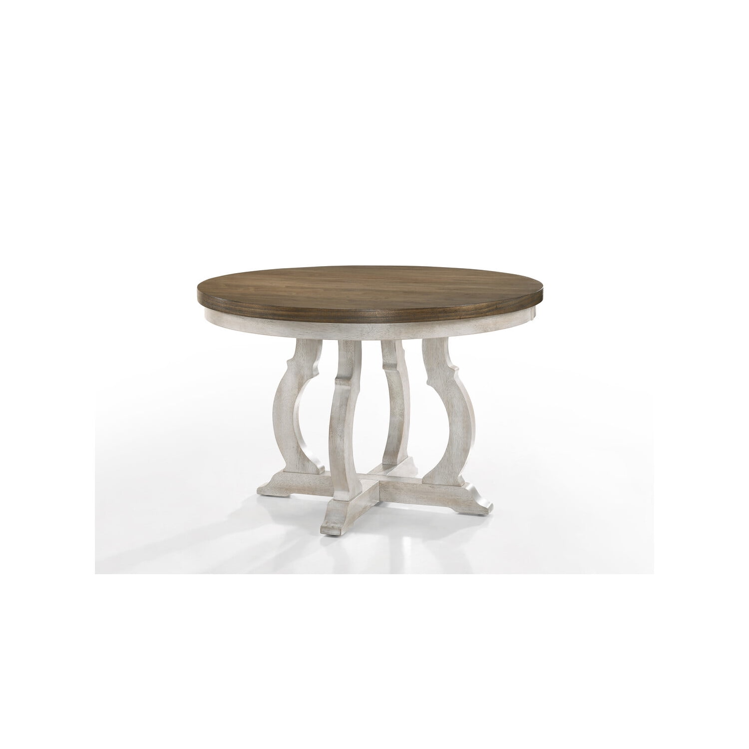 Huge Round Walnut and White Wood Dining Table