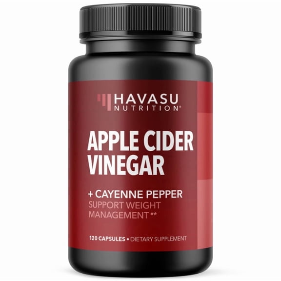 Havasu Nutrition Apple Cider Vinegar Capsules with Cayenne Pepper for Gut Health Support, 120 Count