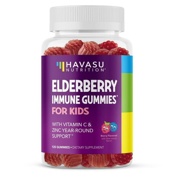 Havasu Elderberry Gummies with Zinc and Vitamin C, Immune Support for Kids, 120 Ct