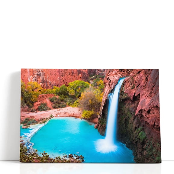 Havasu Falls, Supai, Arizona - Wrapped Canvas Print Wall Art | 18" W x 12" H