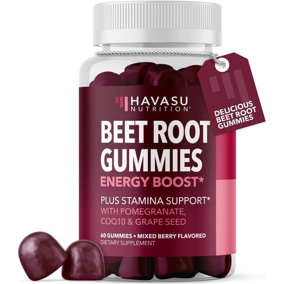Havasu Beet Root + COQ10 Gummies Nitric Oxide Supplement, Mixed Berry, 120 Ct