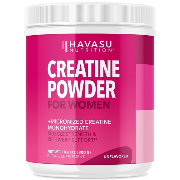 Havasu Nutrition Micronized Creatine Monohydrate Powder for Women, Unflavored, 10.6 oz (100 Servings)