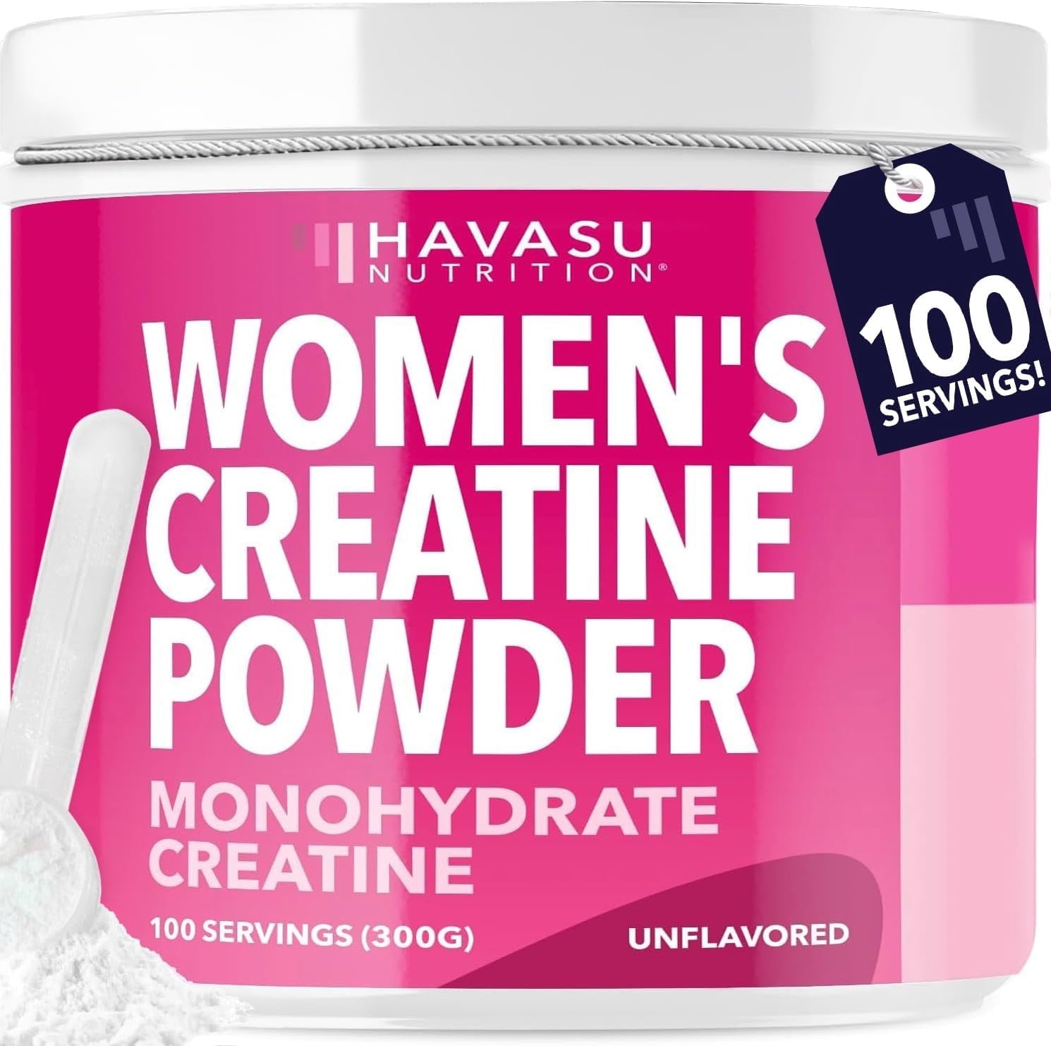 Havasu Nutrition Micronized Creatine Monohydrate Powder for Women, Unflavored, 10.6 oz (100 Servings)