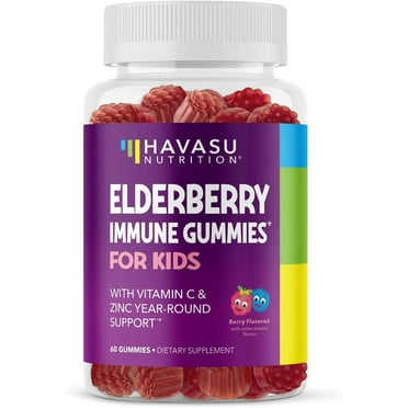 Havasu Nutrition Elderberry Gummies for Kids | Vitamin C Gummies Immune System Booster, 60 Ct