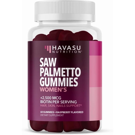 Havasu Nutrition Saw Palmetto with 2500mcg Biotin, DHT Blocker Hair Supplement for Women, 60 Gummies