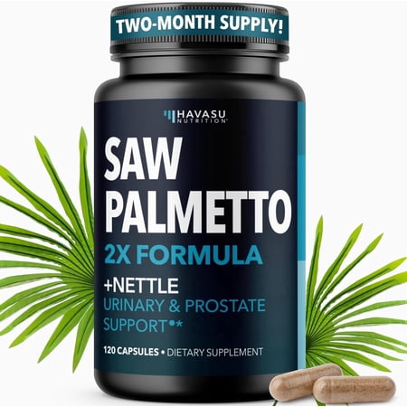 Havasu Nutrition 2X Formula Saw Palmetto & Stinging Nettle Capsules for Prostate Health, 120 Count