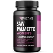 Havasu Nutrition Women’s Saw Palmetto Capsules with 5000mcg Biotin for Hair, Skin, and Nails, 60 Count