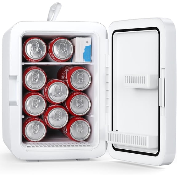 Havato 10L Portable Personal Mini Refrigerator, Compact Mini Fridge, 2.6 Gal  with AC/DC Adapters for Beverage, Makeup, White