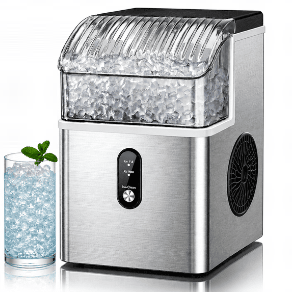 Havato Countertop Nugget Ice Maker, 6 Mins Fast Chewable Ice, 35lbs/24H Self-Cleaning Nugget Ice Machine for Home Office Party