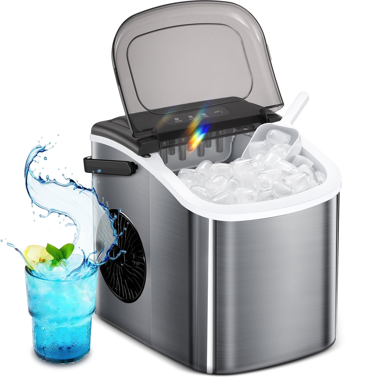 Havato Bullet Ice Machine with Ice Basket/Shovel/Handle, 26 Lbs /24 ...