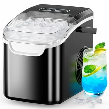 Havato Ice Makers Countertop with Handle, 26.5 Lbs / 24 H, 8 Cubes in 6 Mins, Portable Ice Machine with Self-Cleaning, Perfect for Home Kitchen (Black)