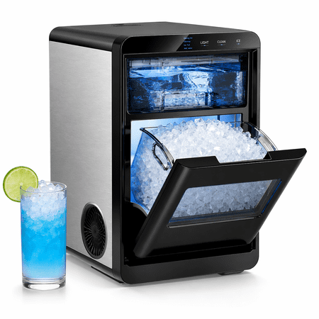 Havato Nugget Ice Maker Countertop,44Lbs/24H Soft Chewable Nugget Ice Machine with Self-Cleaning for Home,Stainless Steel