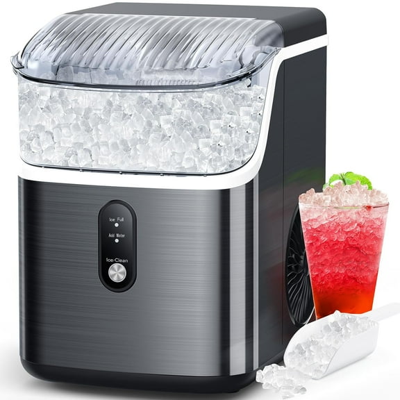 Havato Nugget Portable Ice Maker Highly Efficient Ice Production, 33 lbs/24 Hours, Self-Cleaning, Easy to Operate, Ideal Pellet Ice Maker for Home/ Kitchen/ Office/ Party - Black