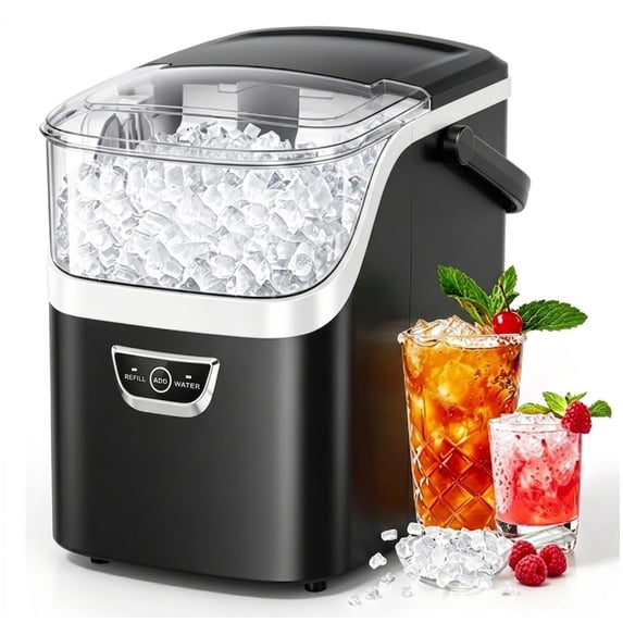 Havato Nugget Ice Maker, Portable Countertop Ice Machine Chewable Crushed Ice | 35Lbs/24H, Self-Cleaning, Quiet & Compact ,Black