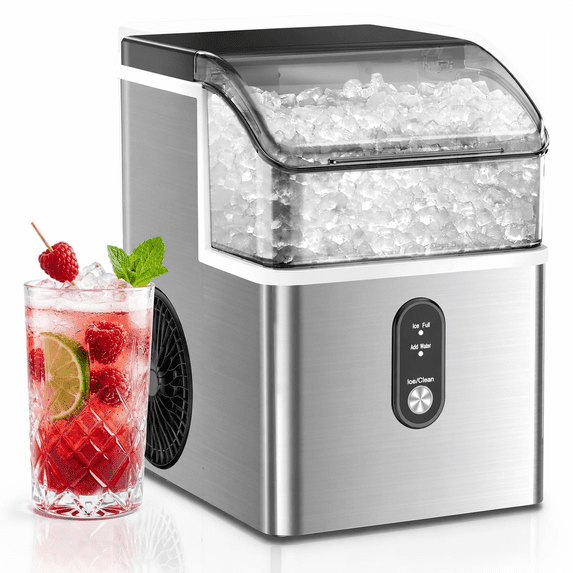 Havato Nugget Ice Maker, Countertop Ice Machine for Chewable Crushed Ice | 34Lbs/24H, Self-Cleaning, Quiet & Compact