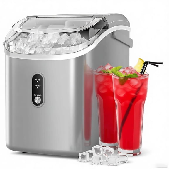 Havato Pro Nugget Ice Maker, Portable Countertop Machine for Chewable Crushed Ice | 34Lbs/24H, Self-Cleaning, Quiet & Compact (Sleek Grey)