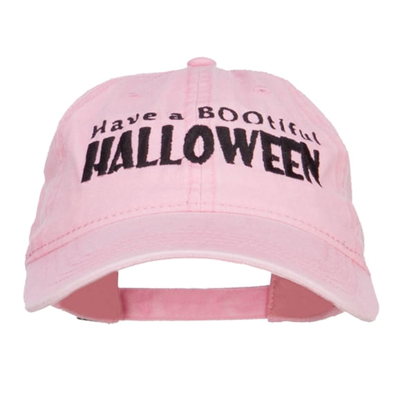 Have A Bootiful Halloween Embroidered Washed Cap - Pink OSFM