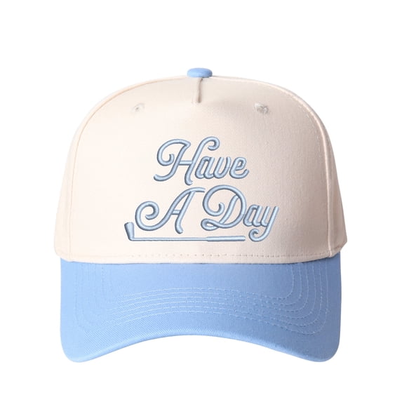 Have A Day Letter Embroidered Color Block Trucker Hat Unisex Adjustable Cotton Breathable Fashion Cap for Travel Daily Wear