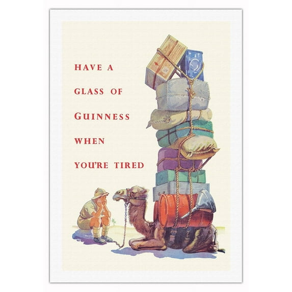 Have A Glass of Guiness Beer When You’re Tired - Vintage Advertising Poster c.1940 - Fine Art Rolled Canvas Print (Unframed) 27in x 40in