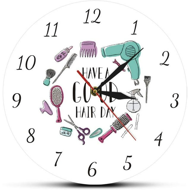 Have A Good Hair Day Modern Mute Quartz Wall Clock Hair Salon Barber