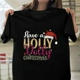 thumbnail image 1 of Have A Holly Dolly Christmas Western Graphic Unisex T-Shirt, Retro Holiday Gift G0611, Up to Size 5XL, 1 of 2