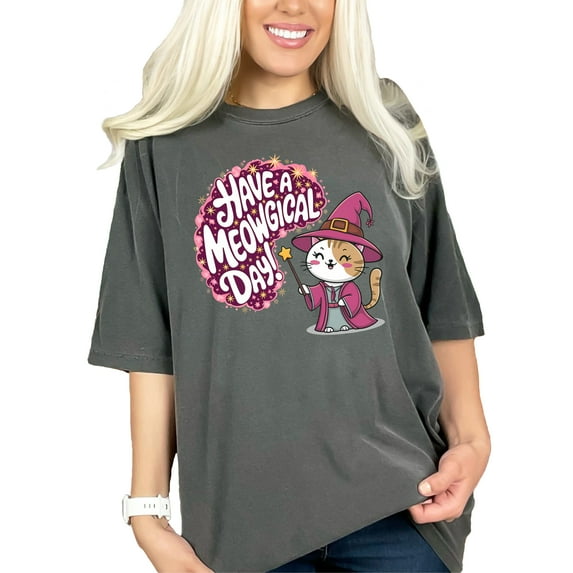 Have A Magical Cat Day T-Shirt, Cute Cat Witch Tee, Funny Cat Lover Shirt, Adorable Feline Design, Unique Gift Idea, Casual Wear, Pepper Comfort Colors T-Shirt, 2XL