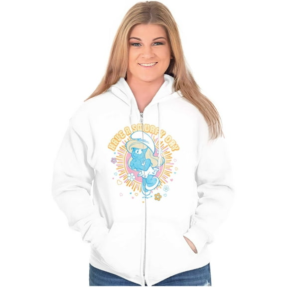 Have A Smurfy Day Smurfette Cartoon Zip Hoodie Sweatshirt Women Brisco Brands X