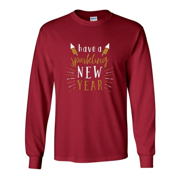 Have A Sparkling New Year Happy New Year Festive Unisex Adult Long Sleeve T-shirt-Cardinal Red-medium